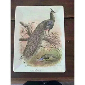 VTG Pottery Barn Peacock Tray Pavo Muticus E Neale Melamine‎ 16" x 12" Rectangle